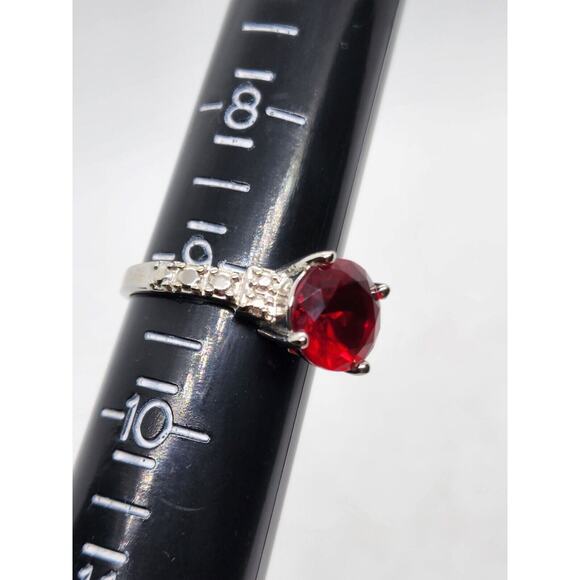 RINGS-DIAMOND CANDLE RINGS-Lot of 5-Size 9-Different "Stones"-Silver Tone - Picture 9 of 16